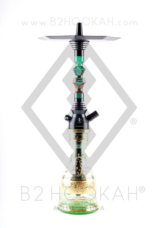 B2 Hookah Precious Cut Collection™ Jade Green & Walnut Burl Wood - Hookah Junkie
