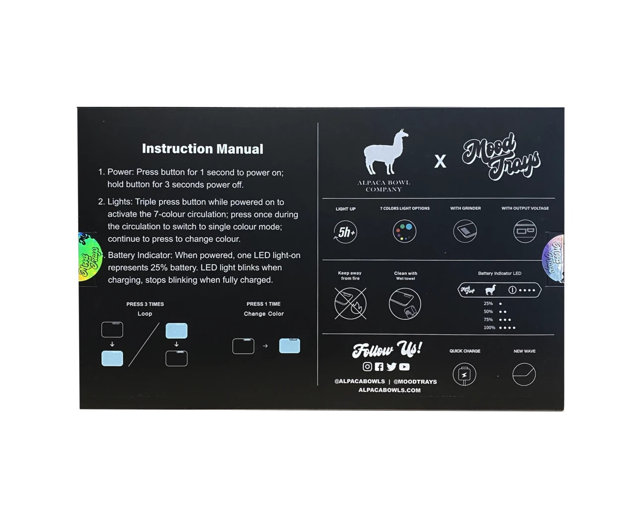 Alpaca Bowl Company Hookah Packing Tray L.E.D. Glow Tray - Hookah Junkie