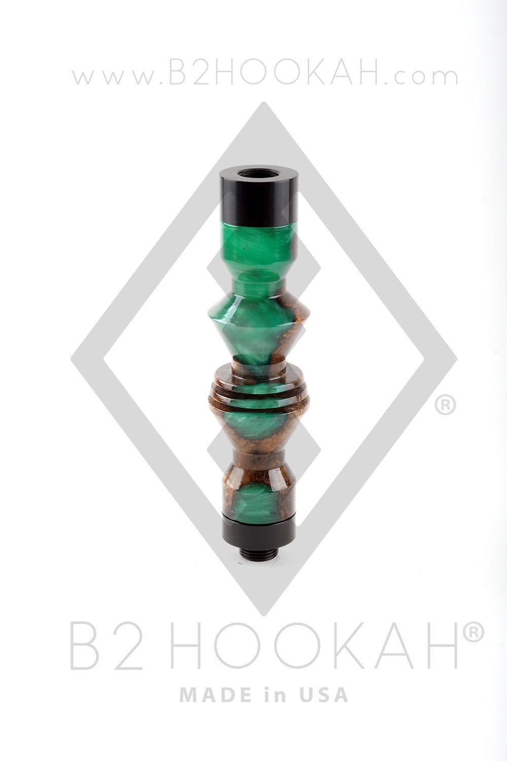 B2 Hookah Precious Cut Collection™ Jade Green & Walnut Burl Wood - Hookah Junkie