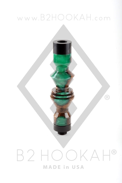 B2 Hookah Precious Cut Collection™ Jade Green & Walnut Burl Wood - Hookah Junkie