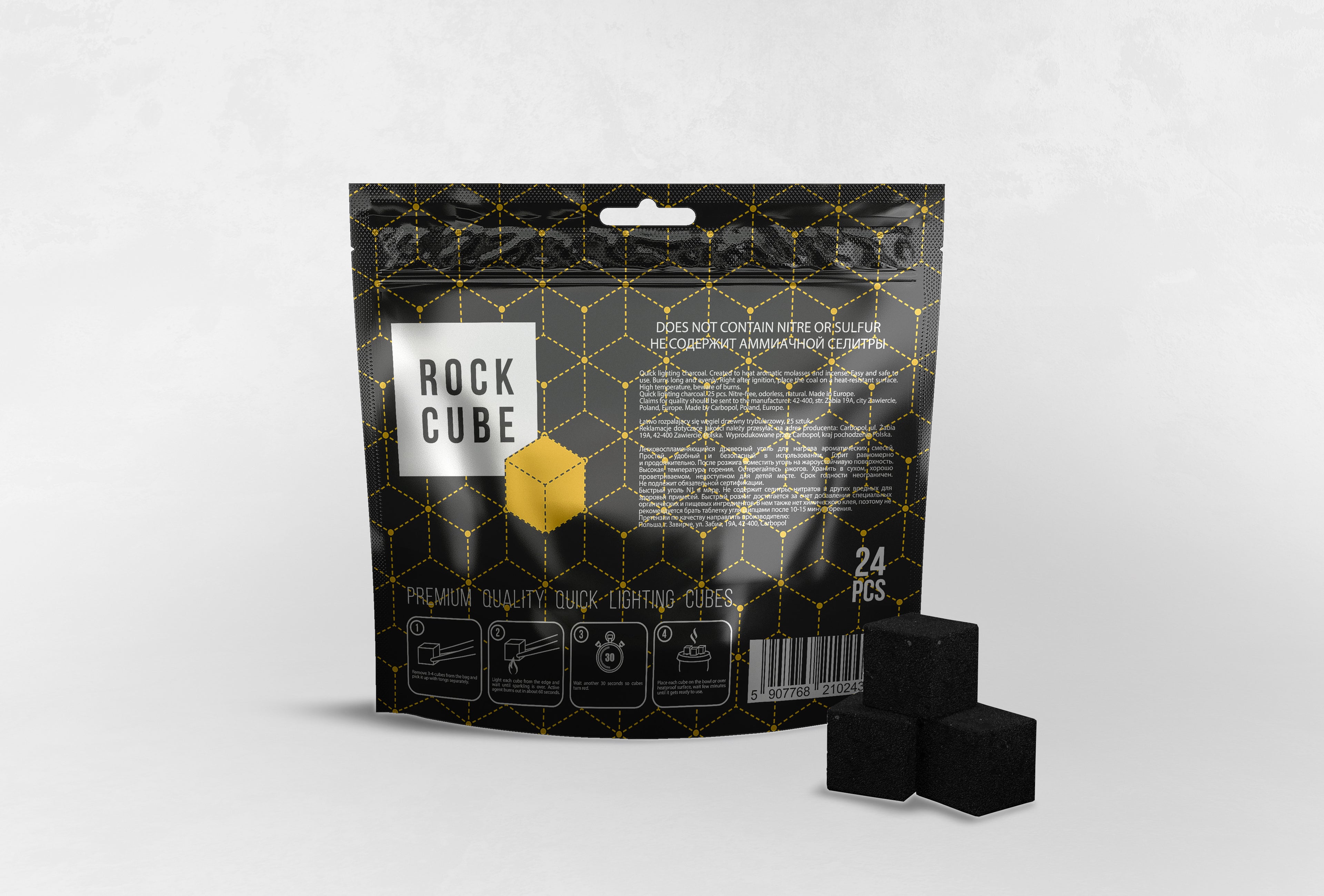 Rock Cube Charcoal By Carbopol (24 Cubes) - Hookah Junkie