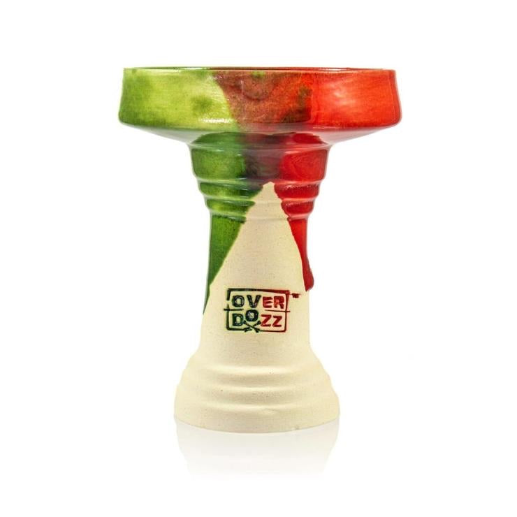 Overdozz Premium Phunnel Bowl G1 (Starbuzz Nar Compatible) - Green Red Over White Clay - Hookah Junkie