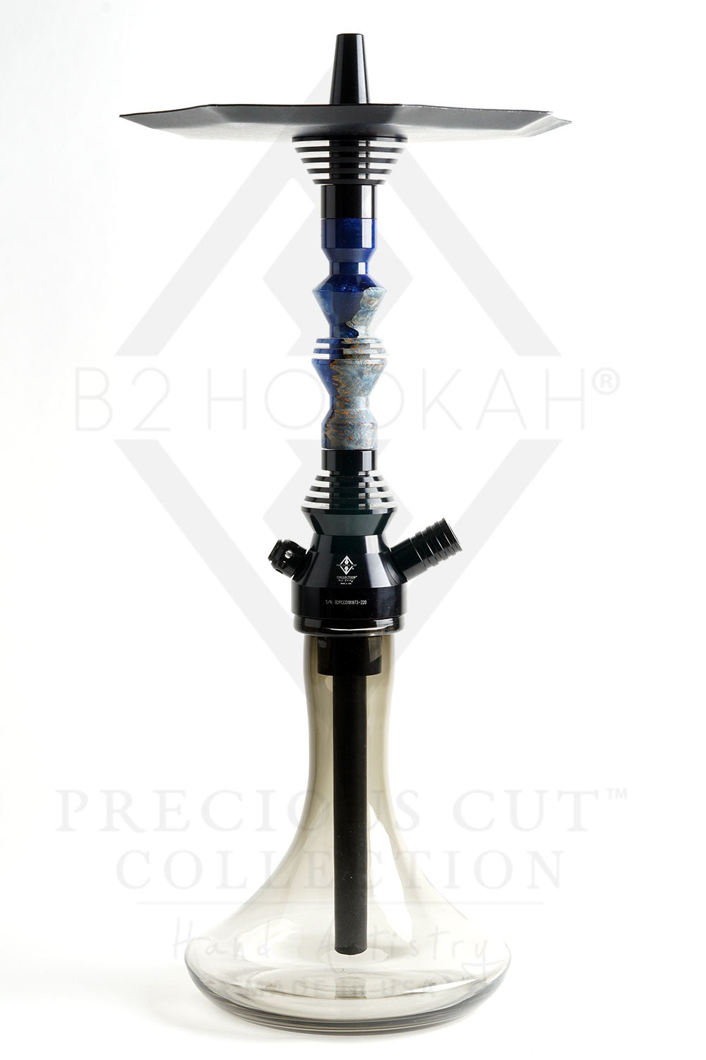 B2 Hookah® Precious Cut Collection™ Adriatic Sea & Stabilized Burl Wood - Hookah Junkie