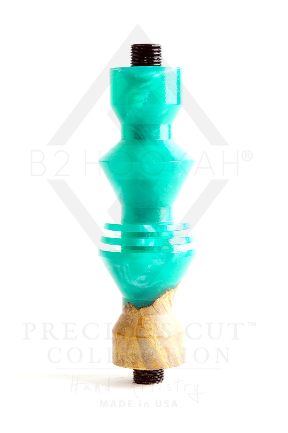 B2 Hookah® Precious Cut Collection™ Capri Sea Teal & Burl Wood - Hookah Junkie