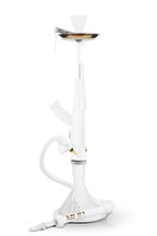 All white MOB AK-47 hookah featuring smooth airflow, strong cloud output, and a clean modern design from HookahJunkie