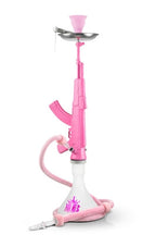 Pink and white MOB AK-47 hookah with smooth airflow, powerful clouds, and modern design from HookahJunkie