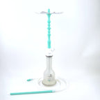 MOB Cloud King Tiffany Blue hookah with white glass base, lotus tray and matching Tiffany blue hose