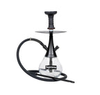 MOB Drop Hookah Supreme black stainless steel hookah with clear glass base and black hose