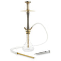 MOB Madera Hookah with gold metal accents, wood finish stem and crystal glass base