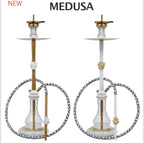 MOB Medusa luxury stainless steel hookah in gold and white color variations with glass base