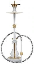 MOB Medusa white and gold stainless steel hookah with decorative glass base