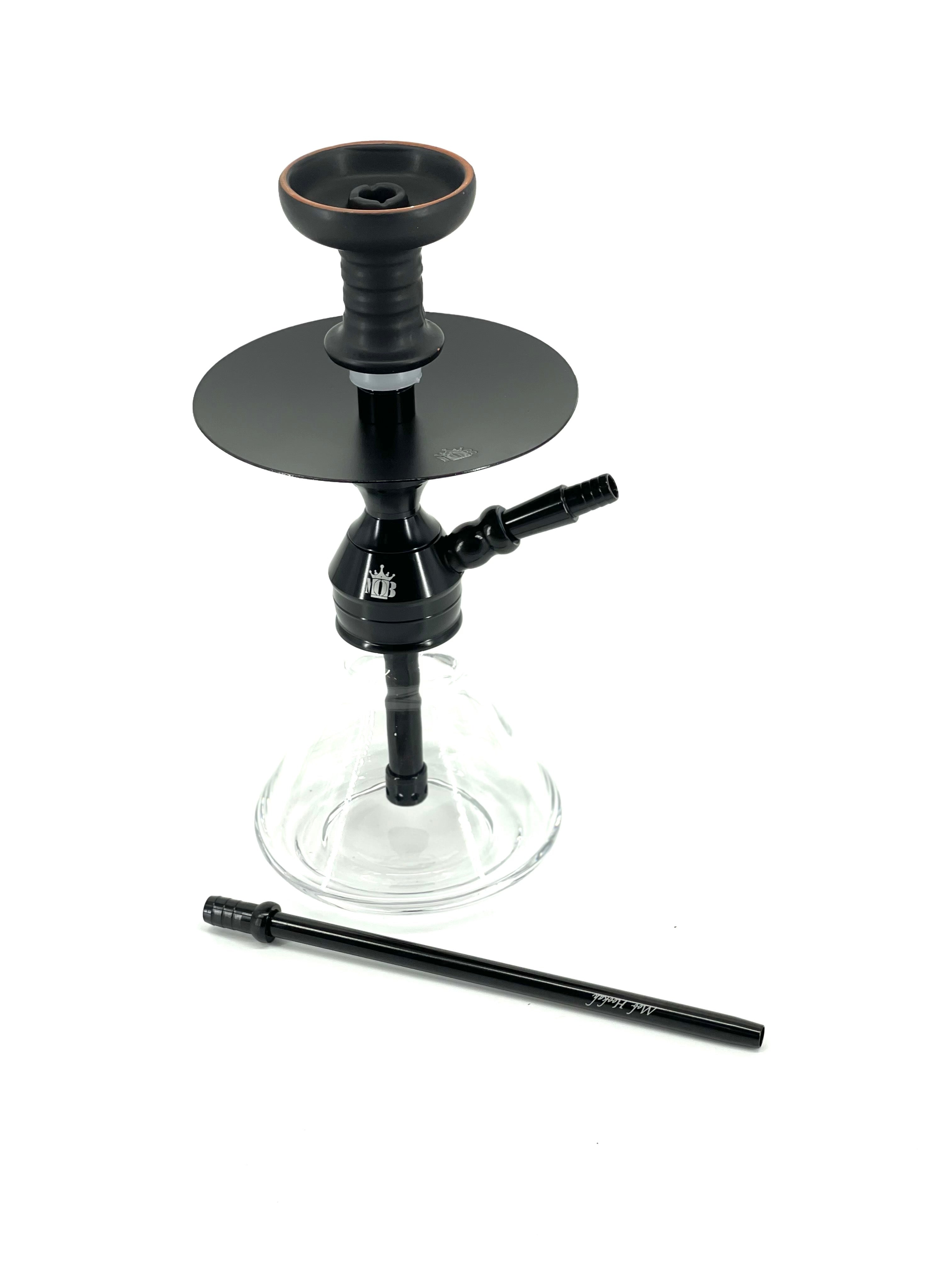 MOB Nano Hookah black edition 12 inch mini hookah with glass base and aluminum stem