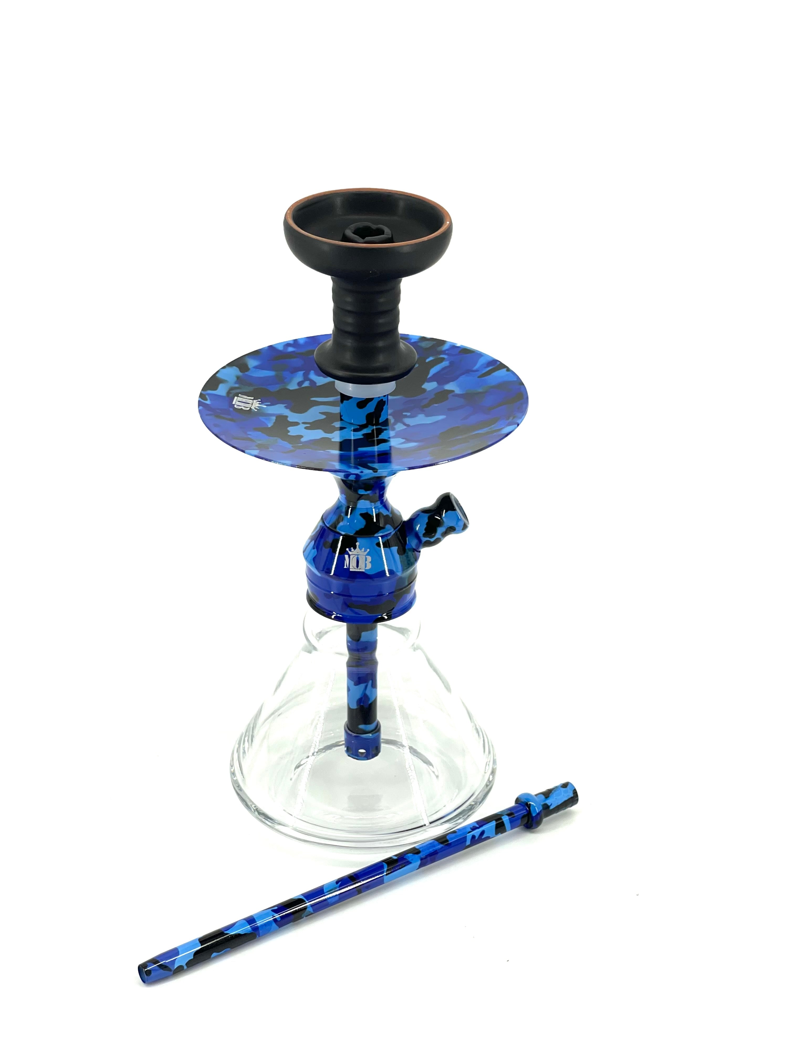 MOB Nano Hookah blue camo edition 12 inch mini hookah with glass base and matching hose handle
