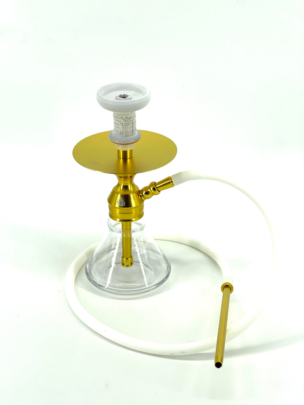 MOB Nano Hookah gold edition 12 inch mini hookah with glass base and white hose
