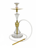 MOB Pasha Hookah gold stainless steel hookah with clear glass base and white hose
