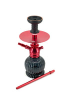 MOB Punta Cana Hookah red 12 inch aluminum hookah with black ribbed glass base