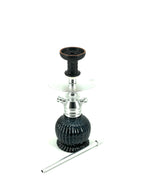 MOB Punta Cana Hookah silver aluminum stem with black glass base 12 inch hookah