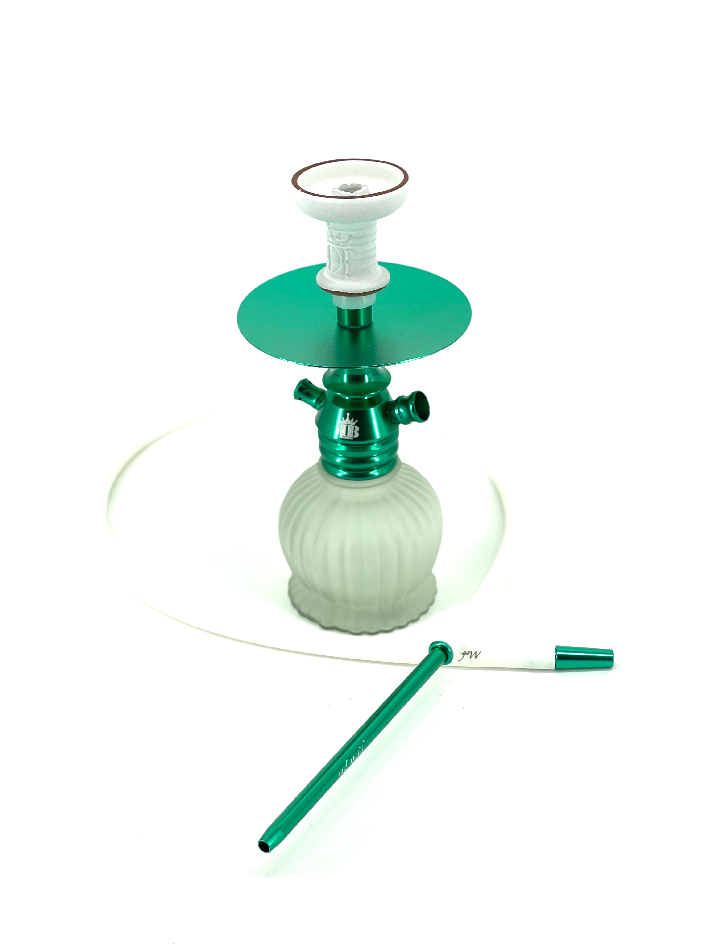 MOB Punta Cana Hookah teal 12 inch aluminum hookah with frosted glass base