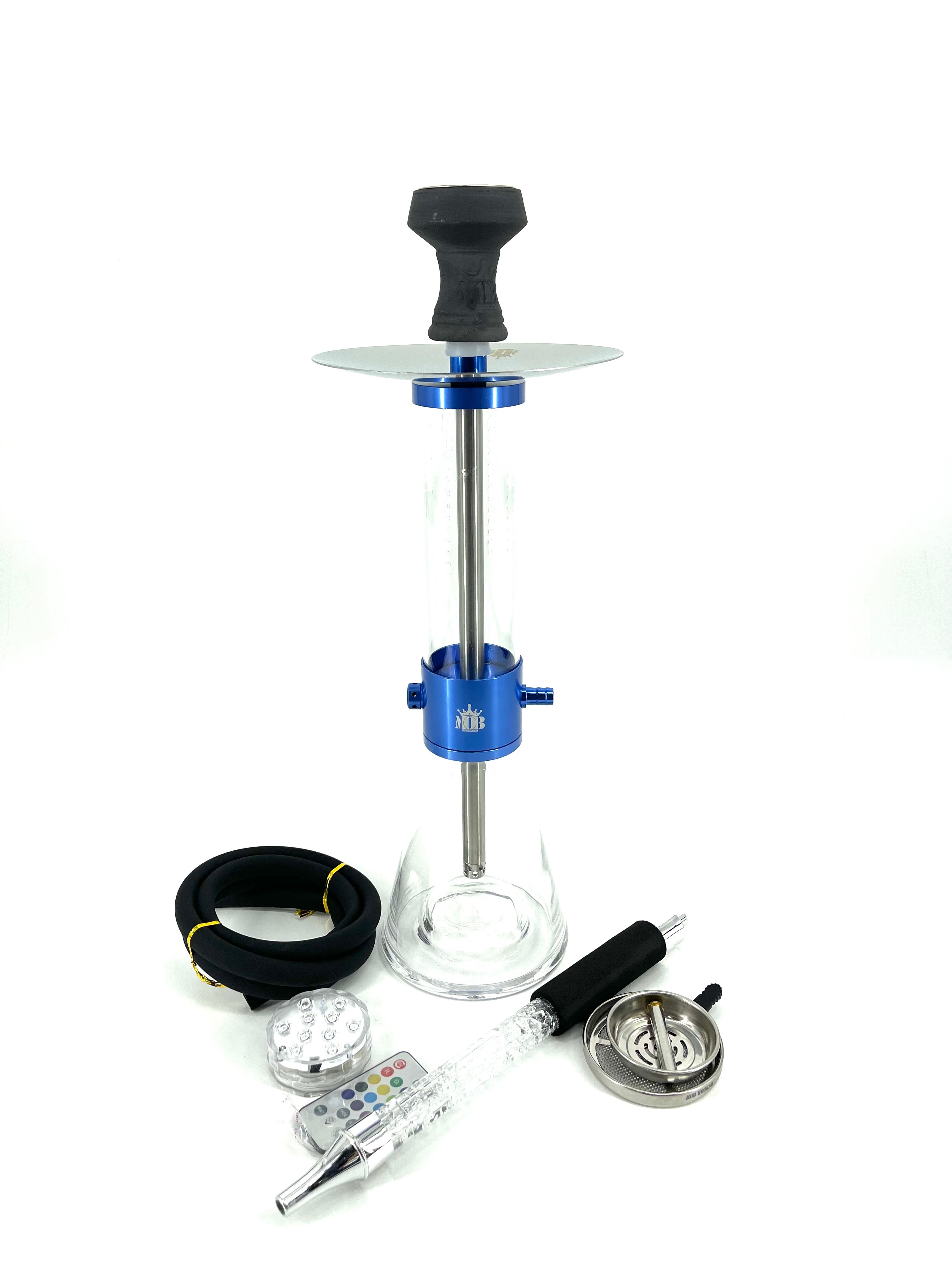 MOB Sub Zero Triple Freeze hookah blue edition with glass base, freezable hose and LED light remote