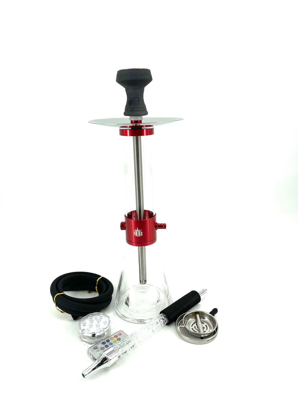 MOB Sub Zero Triple Freeze hookah red edition with glass base, freezable hose and LED light remote