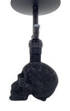 Full view of MOB Swarovski Skull Hookah with black crystal skull base and black aluminum stem