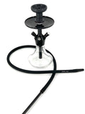 MOB Xara Hookah black stainless steel tabletop hookah with clear glass base and black hose