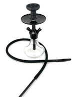 MOB Xara Hookah black stainless steel tabletop hookah with clear glass base and black hose