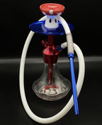 MOB Xara Hookah Mario edition with red and white mushroom bowl, red stem, blue tray and clear glass base