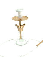 MOB Xara Hookah matte gold stainless steel tabletop hookah with clear glass base