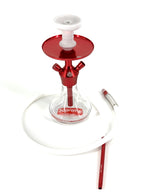 MOB Xara Hookah red stainless steel tabletop hookah with clear glass base and matching hose
