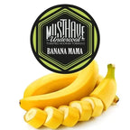 MustHave Undercoal Banana Mama dark leaf hookah tobacco with sweet ripe banana flavor on a white background