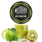 MustHave Undercoal Kiwi Smoothie dark leaf hookah tobacco with fresh kiwi and smoothie-inspired flavor on a white background