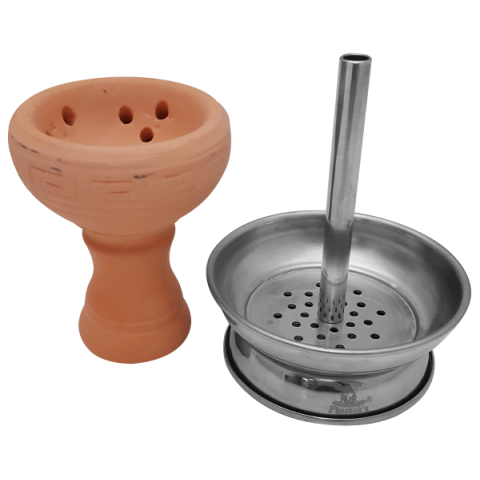 Badcha Head Clay Bowl with Heat Managment Screen - Hookah Junkie